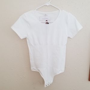 ShaperX Short Sleeve White Bodysuit
